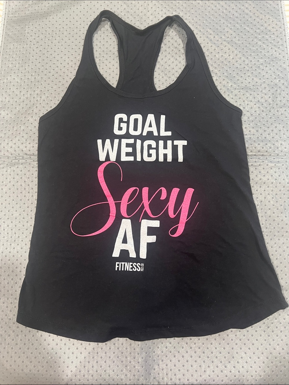 Fitness Tank Top - Black with Pink & White Graphic
